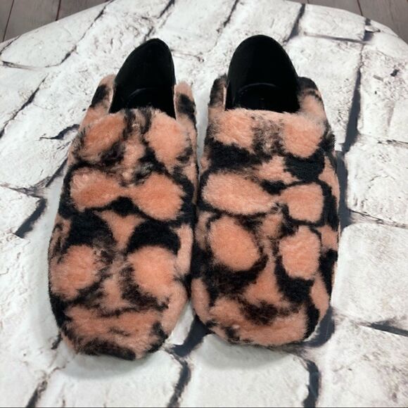 COACH Holly Smoking Slipper Plush Shearling & Leather NIB 7.5 - Picture 6 of 14